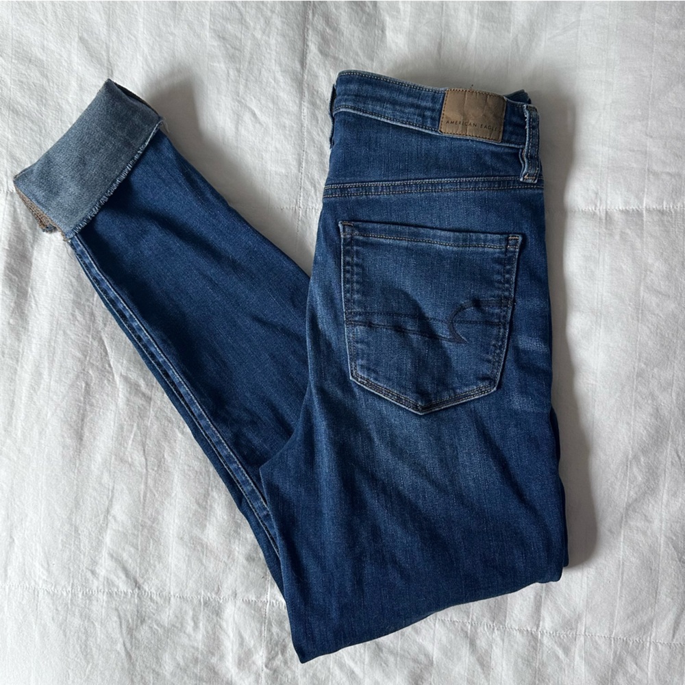 American Eagle Outfitters Super Hi-Rise Jegging Crop Blue Jeans